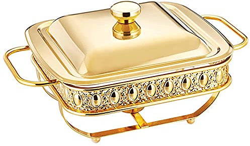 ACiyD 2 QT Chafing Dish Buffet Set, scaldavivande e Set scaldavivande con Coperchio, scaldavivande per Feste a Buffet all'aperto, Oro (Oro)
