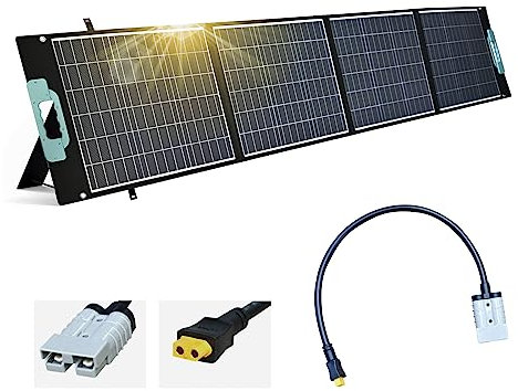 enjoy solar 200W 12V Kit de sac solaire pliable, panneau solaire d'extérieur avec 3 ports USB pour le chargement des téléphones portables et tablettes (avec prise solaire Anderson vers câble XT60)