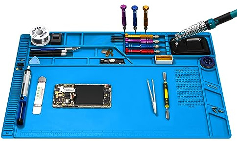 500℃ Heat Resistant Silicone Soldering Mat Large Anti Static Magnetic Soldering Mat for Electronic BGA and Gun Repair Workbench Cell Phone Repair and