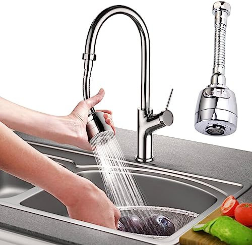 Kitchen Bathroom Sink Faucet Extender Tap Aerator Spray Head Adapter 360° Swivel Water Saving 2 Modes, 1 Pack