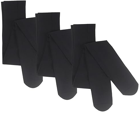 Paralinda Girls Dance Tights Student School Tights 40 Den 3-Pack (Black, 11-13)