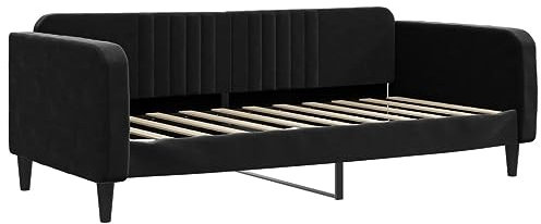vidaXL Tagesbett, Gästebett 2-in-1, Sofabett Schlafsofa für Schlafzimmer Wohnzimmer, Bettsofa Sofa, Modernes Design, Schwarz 90x190cm Samt