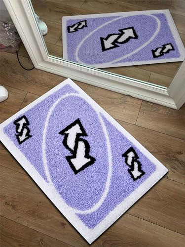 Estmy UNO Kartenteppich, flippig, ästhetisch, Retro, rutschfest, waschbar, modern, abstrakt, niedlich, cool, einzigartig, Badezimmer, Schlafzimmer, flauschig, weich, kleine Teppiche für, 2'X3'