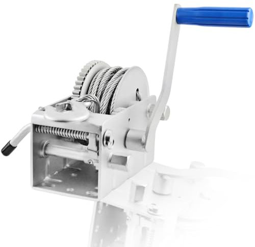 Husar Winch Argano Manuale da 4500 lbs | 2040 kg con Cavo in Acciaio da 7,5m, Realizzato in Acciaio Inossidabile,Freno a CricchettoA Semplice Effetto- Verricello Manuale Per Barche,Rimorchi,Industria
