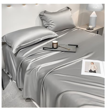RUZGAR Tencel Bettlaken ohne Gummizug 100% Eukalyptus-Lyocell Betttuch Laken Leintuch ohne Gummi für heiße Schläfer Weicher als Baumwolle Kühlend(Gray(Grey),180x230cm)