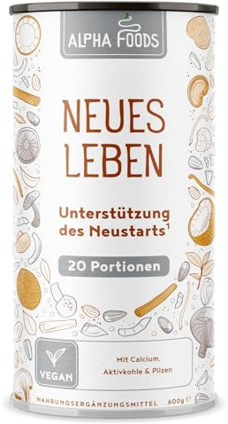 Complesso di Carbone | 600g | Liver Complex da bere | Carbone Attivo, Matcha, Aloe Vera e Funghi: Chaga, Shiitake, Reishi e Lions Mane | Fegato e intestino bevanda in polvere | Alpha Foods