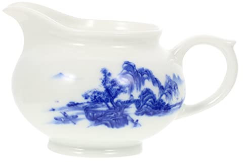 TOPBATHY Ceramic Gravy Boat Sauce Container Blue and White Porcelain Sauce Pourer Milk Jug for Table Serving