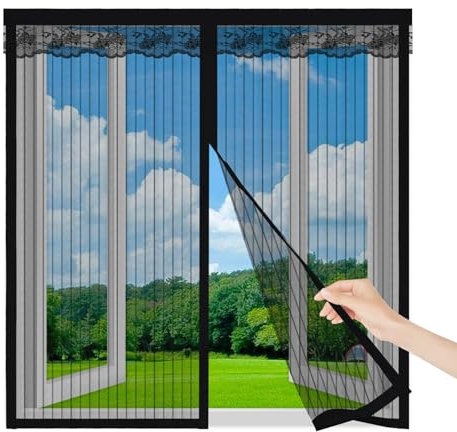 Magnet Fliegengitter Fenster 90x110cm,Moskitonetz Fenster mit Kraftvollem Magnet,Klebemontage ohne Bohren, Insektenschutz Fenster für Wohnzimmer und Schlafzimmer,Schwarz