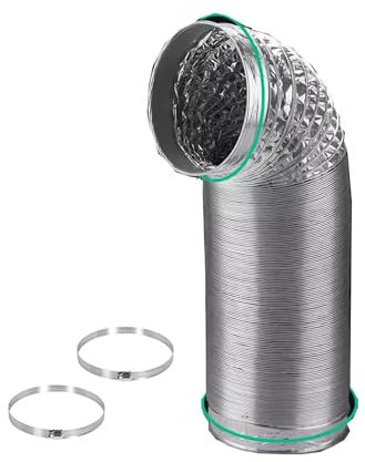 Abluftschlauch Flexible Luftleitungen Aus Aluminium Alurohr Lüftungsschlauch Mit 2 Schlauchschellen Für Klimaanlagen 80/100/120/150/160/170/180/200/250/300mm Aluflexschlauch Flexibel(2m,250mm)