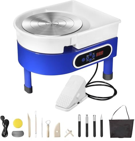 350W Electric Pottery Wheel, 25cm Turntable Potter's Wheel, Adjustable Speed Pottery Clay Shaping Machine with Foot Pedal Sculpting Tools, DIY Pottery Kit for Beginners & Pros