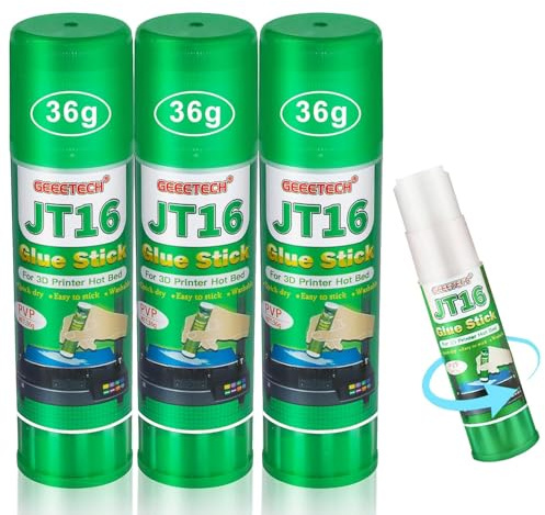 GEEETECH 3D Drucker Klebestift, 3d Drucker Kleber 3er Pack (JT16), Perfekte 3D Drucker Haftung der First Layer, Wasserlösliche Formel, Kleber für 3D Druck Kompatibel mit PLA, ABS, PETG Filament