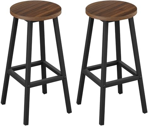 Klihome Barhocker 2er Set, Bar Hocker 64.5cm, Dunkle Eiche