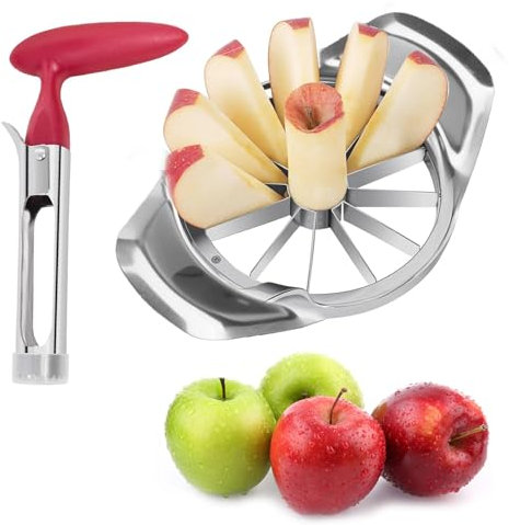 2 Pcs Apple Slicer & Corer Set, Apple Cutter and Corerapple Corer, Apple Slicer, Corerapple Corer Remover, for Cutting Various Fruits in Kitchens Restaurants Milk Tea Shops