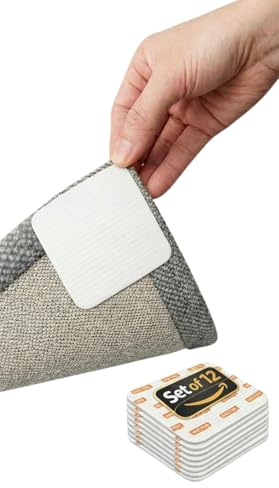 WIETRE Anti-Rutsch Pads für Teppiche – 12er Set Teppichstopper - rutschfest, Waschbar, Wiederverwendbar - Rückstandsfrei, Zuschneidbar - Teppich Antirutschunterlage für Glatte Böden