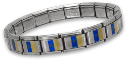 Feyma Pulsera con la Bandera de Islas Canarias, Eslabones de Acero Inoxidable, Brazalete Ajustable para Hombre y Mujer, Regalo Identidad Canaria