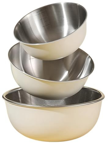 CompadreBol Gioco di Ciotole in Acciaio Inossidabile, Set di Scodelle da Cucina, Ciotole per Antipasti, 3 Pezzi