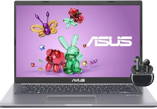 ASUS VivoBook, 14 FHD Student Laptop, Intel Core i3 Processor, Intel UHD Graphics, 8 GB DDR4 RAM, 128 GB PCIe SSD, Fingerprint Reader, USB-C & HDMI, 10-Hr Battery, Bluetooth Earbuds, Gray, Windows 11