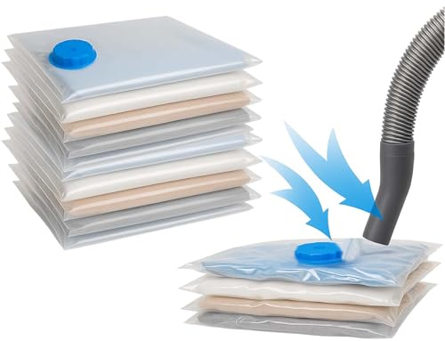 Vakuumbeutel XL 8er Set 100x80 cm Kleider Aufbewahrung Platzsparer Jumbo | BURI Basics, luftdichtes Ventil, Jumbo, platzsparend, Bettwäsche, Decken, Reißverschluss, transparent, Kompression