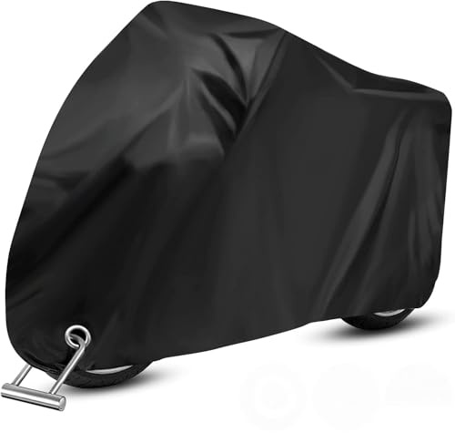Motorcycle Scooter Cover Waterproof Outdoor - 210D Oxford Large 250cc 150cc 50cc Scooter Shelter for Harleys, All Weather Heavy-Duty Motorbike Protection with Lock Holes & Storage Bag Fit up to 96''