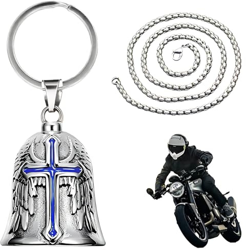 Montrestar Campana de Moto Guardiana, Guardian Bell Llavero Moto, Anillo Colgante Accesorios De Motocicleta (Cruz)