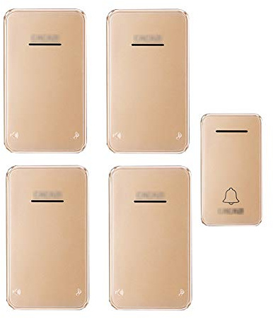 Sonnette sans Fil, kit de Carillon étanche et Auto-alimenté, 1 Bouton-Poussoir et 4 récepteurs, portée de 208 m, 48 carillons, Volume à 6 Niveaux, sonnettes enfichables, 2 (2 (2)