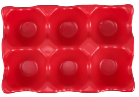 HAMPPLIES Eierhalter und Dekorative Aufbewahrung Keramik mit Exzellenter Isolierung für 6 Eier und Leichter Reinigung als Kühlschrank Organizer für Zuhause