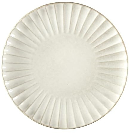 HowHomely | Porslinstallrik 32 cm gräddvit – stor mattallrik, rund serveringstallrik, elegant, servis modern, pastatallrik, platsplatta