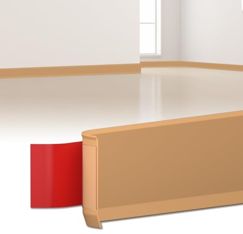 LIHIQIYA Flexibel Weichsockelleiste Selbstklebend Breit Hellbraun 80x20mm6M | Sockelleiste Selbstklebende Abschlussleiste küchenarbeitsplatte aus PVC, Flexibel Knickleiste Bodenleiste für Baden Küche