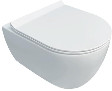 NEG Uno99K-SL Hänge-WC, 48,5 cm, kompaktes kurzes Design | Slimline Softclose-Sitz, Abnehmbar, Nanoversiegelung, Randnah spülend, Kompatibel mit allen Spülsystemen