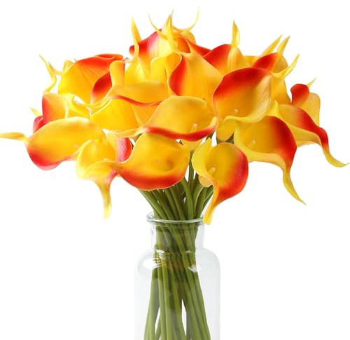 XIANNVXI Calla Giglio artificiale, fiori artificiali, arancione, giglio, fiori artificiali, bouquet da sposa, per matrimonio, composizione floreale, decorazione per la casa, feste, 12 pezzi, colore