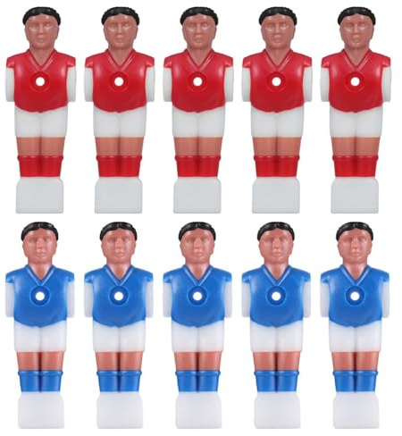 KOMBIUDA Figuras de Futbolín 10 Piezas Repuesto Jugadores de Futbolín Negro y Rojo Azul y Negro Mini Jugadores para Reparación y Juego Casa