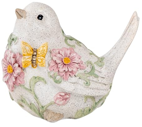 levandeo Dekofigur Vogel Gartenfigur Polyresin Beton-Grau Blumen Tischdeko Deko Aufsteller Skulptur Dekoration