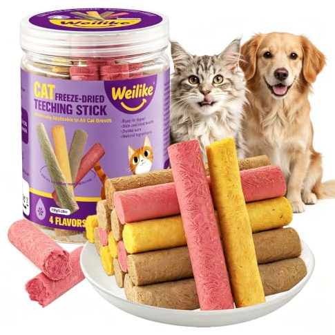 4 Gusti/90g Di Bastoncini Da Dentizione Con Erba Gatta, Bastoncini Da Masticare Per Gatti E Cani, Salute Della Pelle E Del Pelo, Controllo Delle Palle Di Pelo, Anche Per Cani