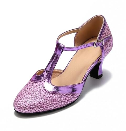 Zapatos de baile latinoamericanos, zapatos de baile estándar, zapatos de baile de carnaval con cinta adhesiva para mujer, elegantes zapatos de tacón medio, ideales para ocio, citas, vacaciones en la