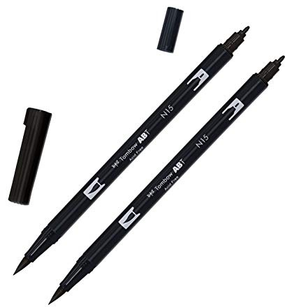 Tombow abt-n15-p2 Abt Dual Brush Pen – Schwarz (2 Stück)