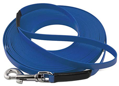 LENNIE Leichte BioThane Schleppleine, 9mm, Hunde 5-15kg, 15m lang, mit Handschlaufe, Azurblau, genäht