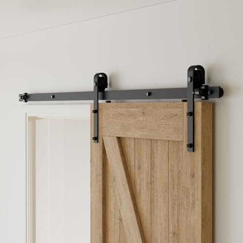 228cm/7.5FT Schiebetürbeschlag Set Schiebetürsystem Zubehörteil für Schiebetüren Innentüren, Schwarz/Sliding Barn Door Hardware Kit