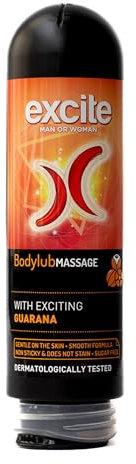 Excite lubrificante sessuale intimo all'acqua con Guaranà e Acido Ialuronico. Lubrificante intimo e gel riscaldante per massaggi 2 in 1 Vegano e Dermatologicamente Testato, 200ml
