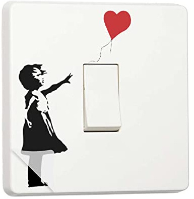 stika.co Banksy Graffiti Art Girl con globo interruptor de luz única cubierta vinilo adhesivo (vinilo laminado de alta calidad)