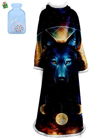 Morbuy Wearable Decke Mit Ärmeln Arme, Super Soft Warm Comfy Plüsch Ärmeln, TV Lazy Robe Decke Für Erwachsene Frauen Männer - Wolf Tiger 127cm x 178 cm (127cm x 178cm,Wolf 6)