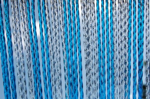 La Tenda Türvorhang Rimini 3 Raumteiler Fliegenvorhang Terrassentür Insektenvorhang blau transparent, Maße Vorhang:90 x 210 cm