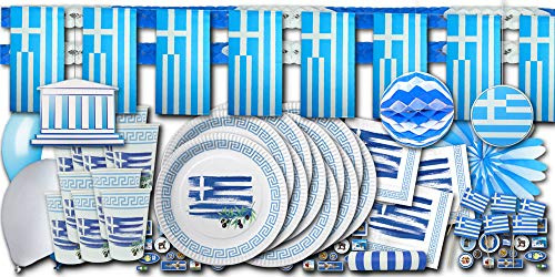 ORDENO Griechenland Flagge Party Set XXL - Partydeko & Partygeschirr im Sparset