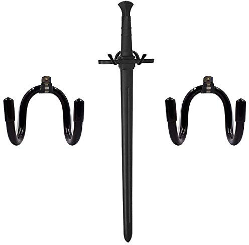AUXPhome Universal Adjustable Sword, Wall Hook Display Hanger Wall Mount Display Stand Collection Rack for Sword,Dagger,Axe,Keyblade, etc —2 Pack— No Sword — Vertical/Horizontal Display