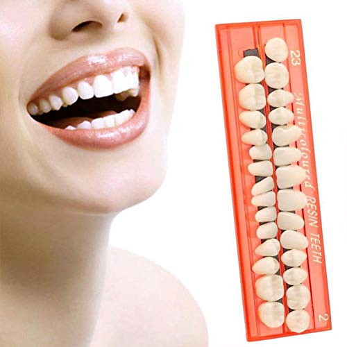 KEDEJIN Lot de 28 dents en résine, design ergonomique, durable, universel, fausses dents, Couleur Assortie, 28Pcs/Set