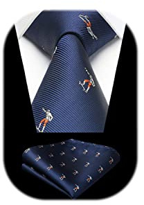 HISDERN Herren Krawatten Hochzeit Tiermuster Taschentuch Klassisch Business Krawatte und Einstecktuch Set