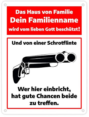 Dieses Haus wird von Gott beschützt und einer Schrotflinte Metallschild - personalisiert mit deinem Familiennamen - als Warnschild für Diebe mit Shotgun um Diebstahl zu verhindern Schutz vor Einbruch