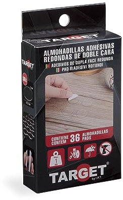 TARGET Adhesivos de Doble Cara - 36 Unidades - Transparentes | Para Metal, Baldosa, Cristal, Azulejo... Objetos Lijeros hasta 1 Kilo (REDONDOS)