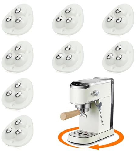 TRVL FIELDER Self Adhesive Caster Wheels, Appliance Slider Appliance Rollers for Kitchen Countertop, 360° Mini Universal Casters Counter Small Slider Roller for Coffee Maker, Air Fryer (White, 8 PCS)