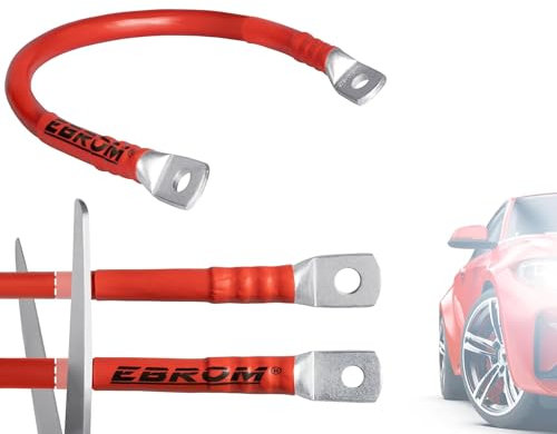 EBROM FLY Batteriekabel KFZ Plus Kabel Fahrzeugleitung 16 mm² rot fertig konfektioniert, ab 30 cm bis 10 m + Ringösen/Kabelschuhe M8/M10/M12 16mm2, Ihre Auswahl: 16 mm2-110 cm - Kabelschuh M10 + M12