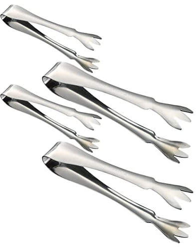 IMIKEYA 4 Pièces Pince à Glaçons Acier Inoxydable Pince Pour Barbecue Verrouillable Lot